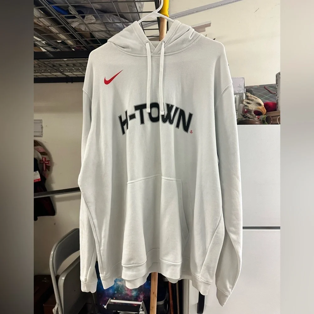 Nike White H-TOWN Houston Rockets Hoodie with Red Swoosh